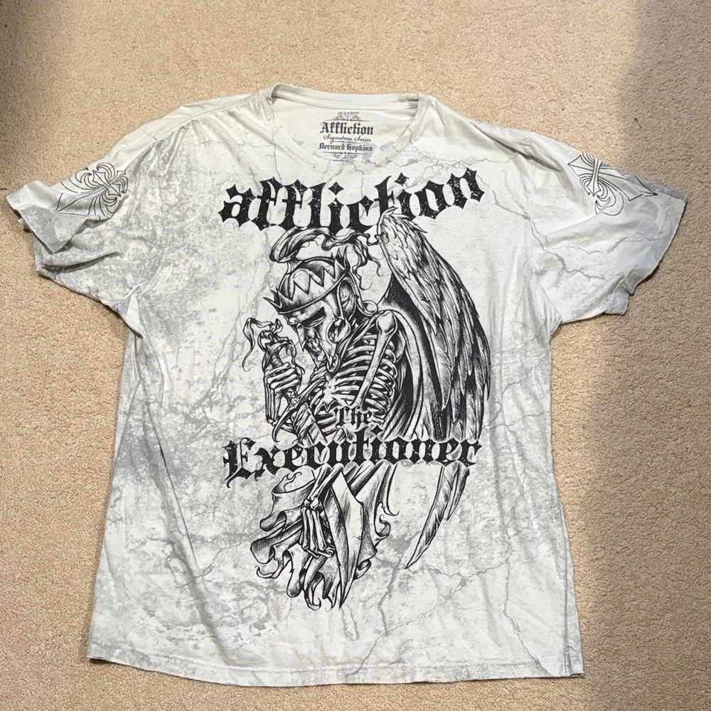 Affliction Gray/white Graphic Men's Tee 3XL